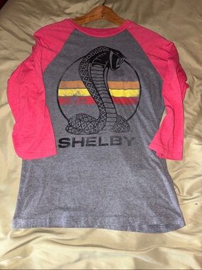 Shelby Cobra Graphic Raglan Tee - Gray & Red
